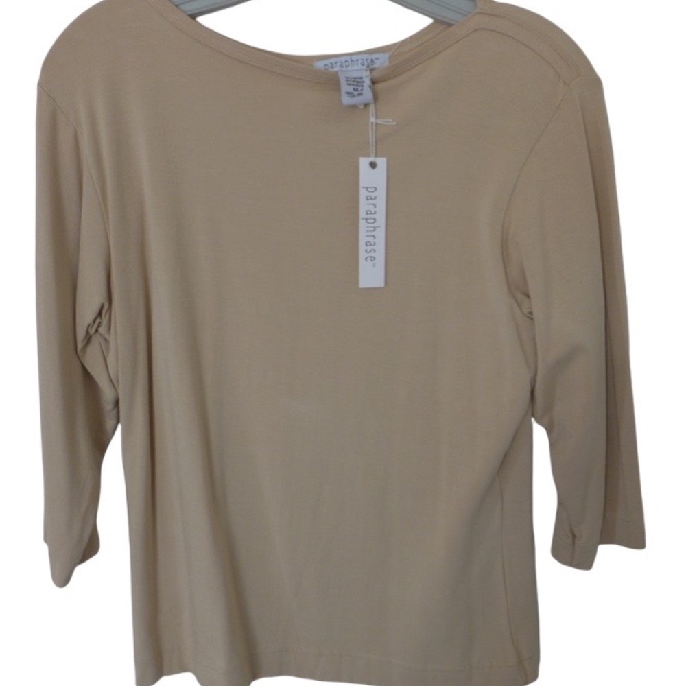 Paraphase 3/4 sleeve Tan SOFT Top - Size Med NWT